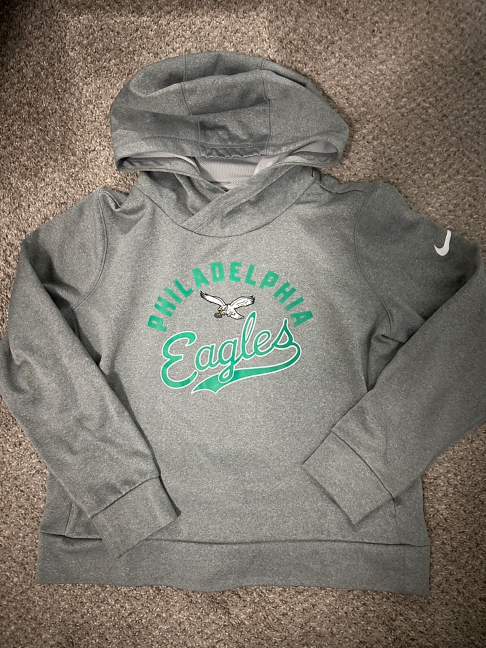 Nike Gray Hoodie with Green Philadelphia Eagles Script